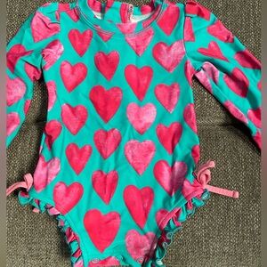 Posh Peanut Pink Heart Swimsuit size 6-12 months, great condition!